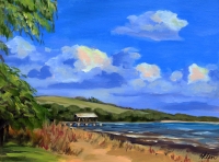 Waimea Beach, plein air painting by Kauai artist Helen Turner