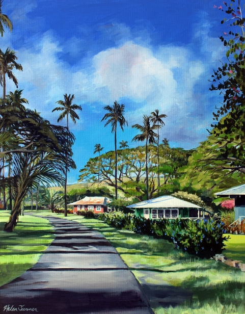 Afternoon Cottages, Oil artwork by Kauai artist Helen Turner