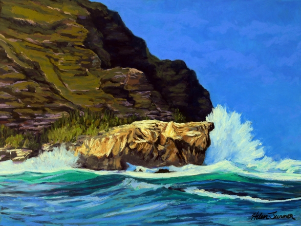 Big South Swell, Pastel artwork by Kauai artist Helen Turner