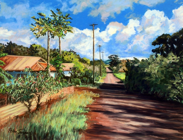 Camp House road, Pastel artwork by Kauai artist Helen Turner