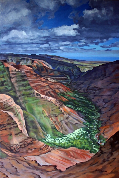 Canyon Colors, Oil artwork by Kauai artist Helen Turner