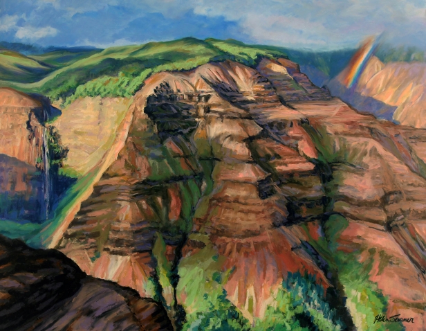 Canyon Drapery, Pastel painting by Kauai artist Helen Turner