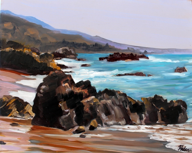 Leo Carillo Beach, Oil artwork by Kauai artist Helen Turner