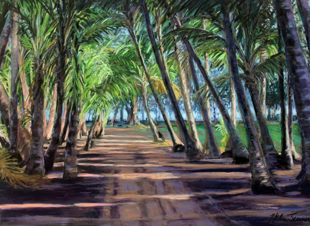 Coconut Path, Pastel artwork by Kauai artist Helen Turner
