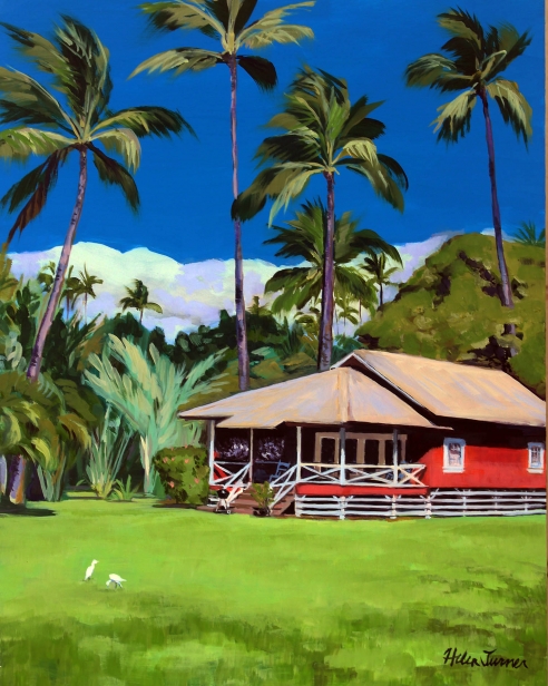 Egretfully Yours, Oil artwork by Kauai artist Helen Turner