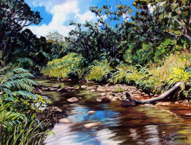 Follow the Stream, Pastel artwork by Kauai artist Helen Turner