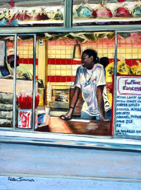 Funtimes Concession Stand, Pastel artwork by Kauai artist Helen Turner