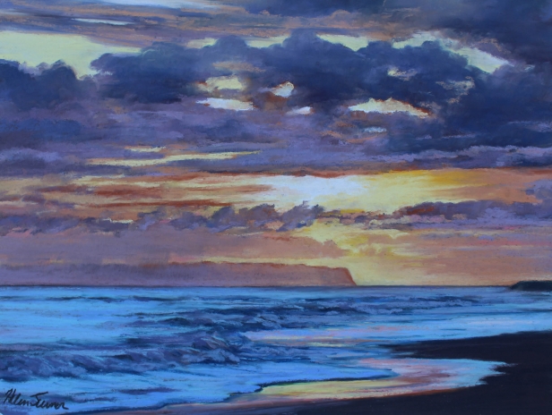 Goodnight Niihau, Pastel artwork by Kauai artist Helen Turner