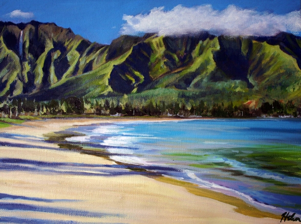 Hanalei Bay Morning, Pastel artwork by Kauai artist Helen Turner