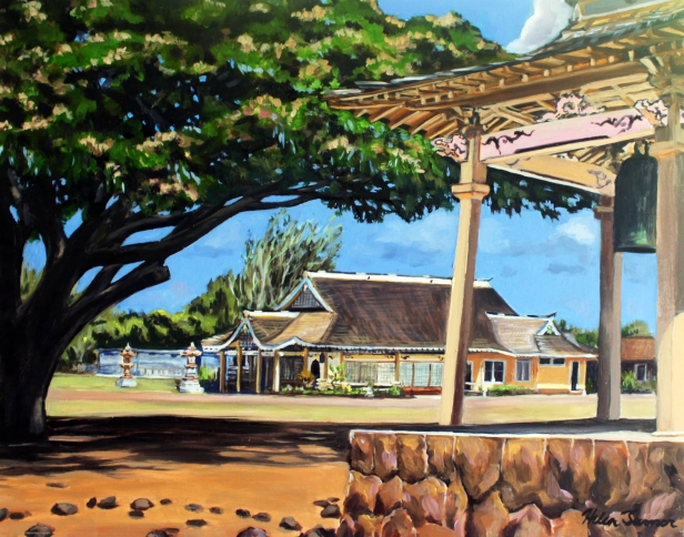 Kauai Soto Zen Zenshuji Temple, Oil artwork by Kauai artist Helen Turner