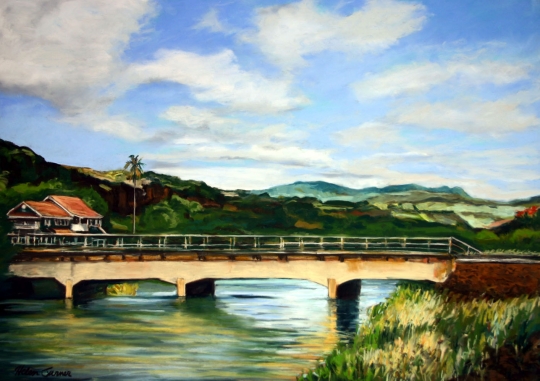 Hanapepe Bridge, Pastel artwork by Kauai artist Helen Turner