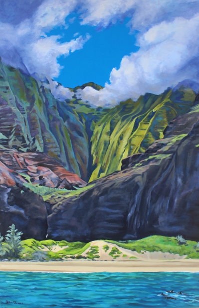 Honopu, Oil artwork by Kauai artist Helen Turner