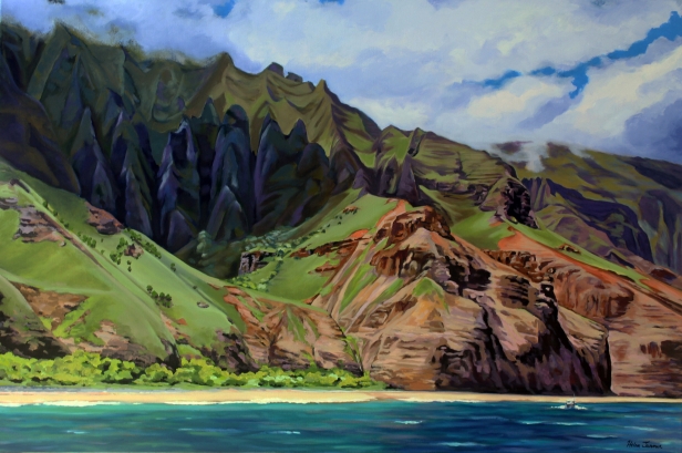 Kalalau Beach, Oil artwork by Kauai artist Helen Turner