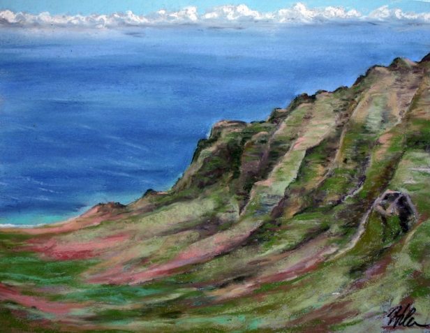 Kalalau Lookout, Pastel artwork by Kauai artist Helen Turner