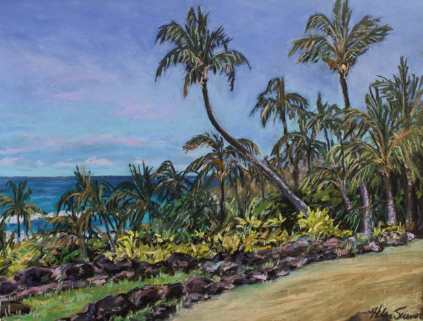 Kee Heiau, Pastel artwork by Kauai artist Helen Turner