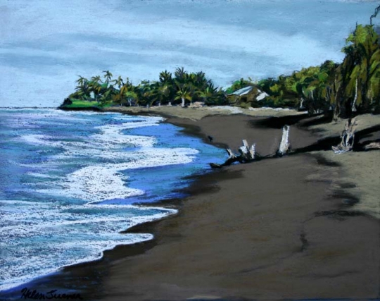 Kikiaola Beach, Pastel artwork by Kauai artist Helen Turner