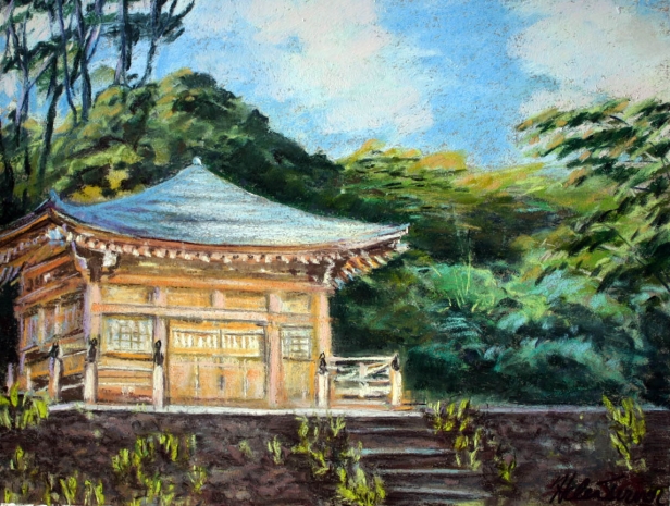 Lawai Temple, Pastel artwork by Kauai artist Helen Turner