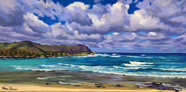 Mahaulepu Panorama, Oil artwork by Kauai artist Helen Turner