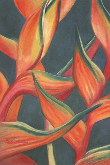 Mothers Day Heliconia, Pastel artwork by Kauai artist Helen Turner