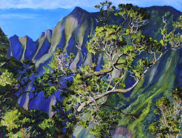 Ohia View, Pastel artwork by Kauai artist Helen Turner