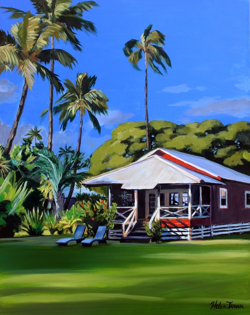 Palm Retreat, Oil painting by Kauai artist Helen Turner