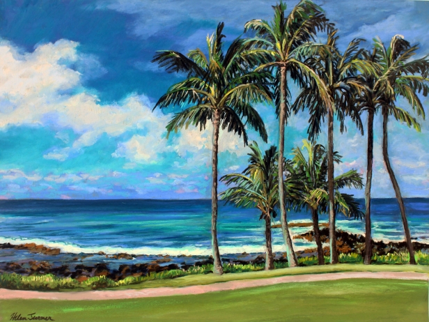 Palms in Paradise, Pastel artwork by Kauai artist Helen Turner
