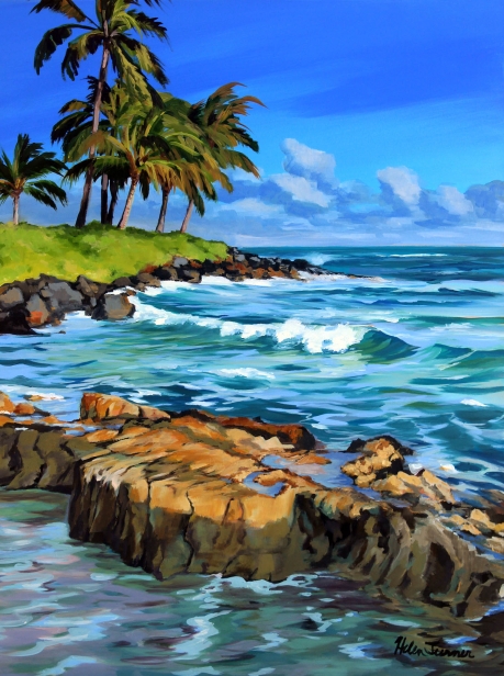 Poipu Beaches, Oil artwork by Kauai artist Helen Turner