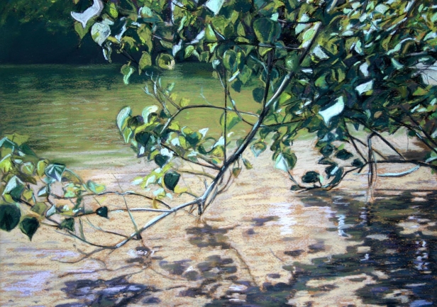 Riverbank, Pastel artwork by Kauai artist Helen Turner