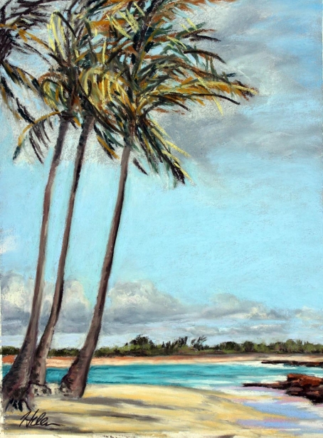 Salt Pond Palms, Pastel artwork by Kauai artist Helen Turner