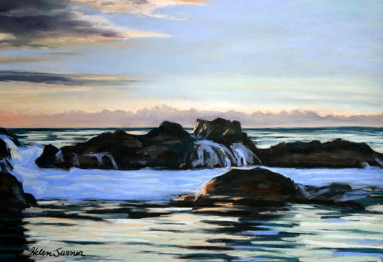 Sunset at Salt Pond 2, Pastel artwork by Kauai artist Helen Turner