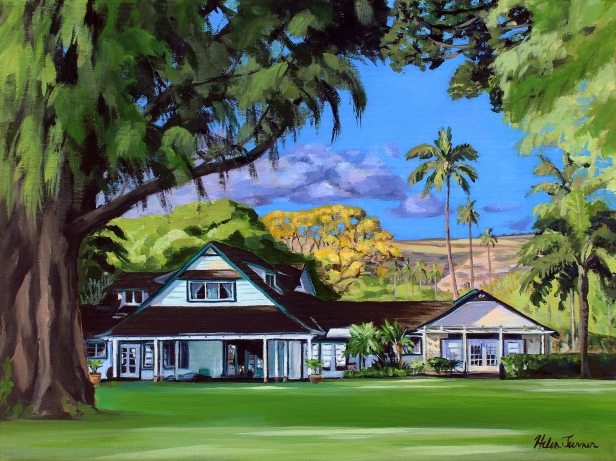The Manager's House in Waimea, Oil artwork by Kauai artist Helen Turner