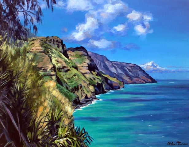 View from Kalalau trail, Oil artwork by Kauai artist Helen Turner