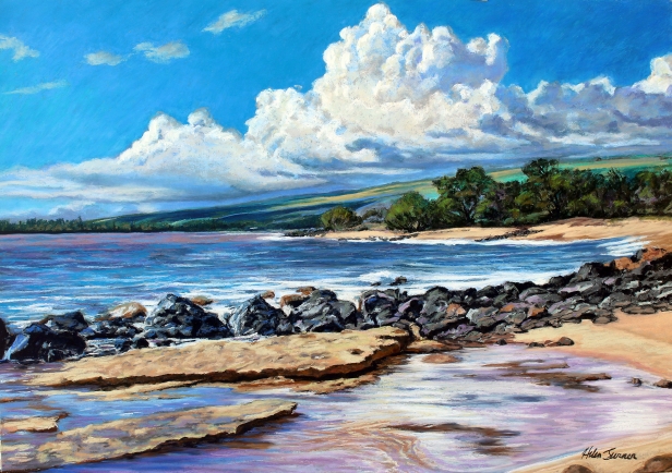 View from Pakalas, Pastel artwork by Kauai artist Helen Turner