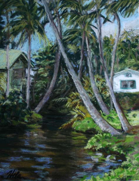 Wailua Canal, Pastel artwork by Kauai artist Helen Turner