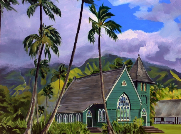 Waioli in Hanalei, Oil artwork by Kauai artist Helen Turner