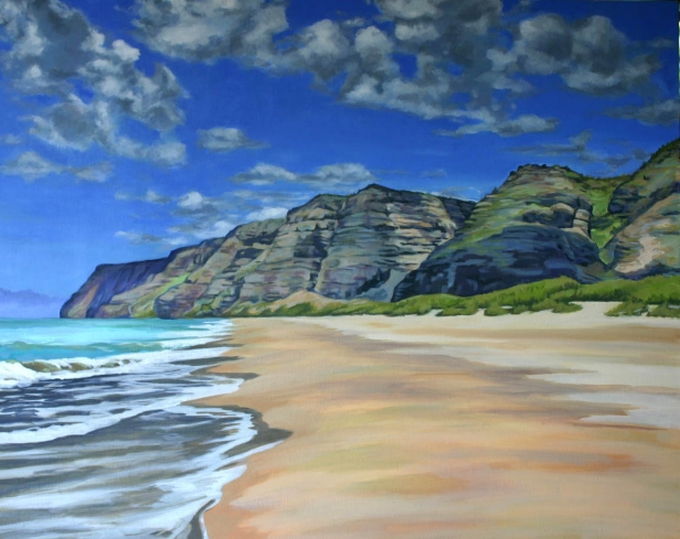 Walking Polihale, Oil artwork by Kauai artist Helen Turner