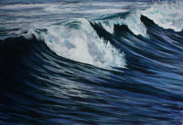 Waves from Above, Pastel artwork by Kauai artist Helen Turner